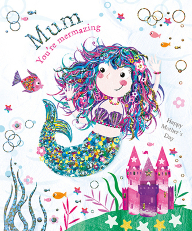 This Mothers Day greetings card from Paper Rose has a pretty mermaid together with MUM Youre Mermazing and Happy Mothers Day written on the front. The card is perfect to send to someone to celebrate Mothering Sunday.  It has Have a really lovely day! written on the inside and comes complete with a pink envelope.
